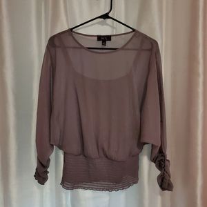 BCX Grey blouse with button sleeves